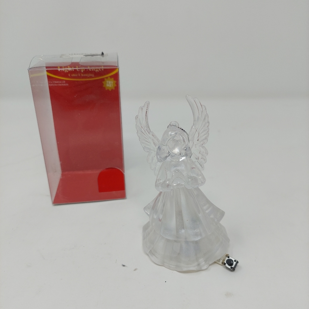 Light Up Angel Clear Glass Ornament Hanging Christmas Decoration Untested